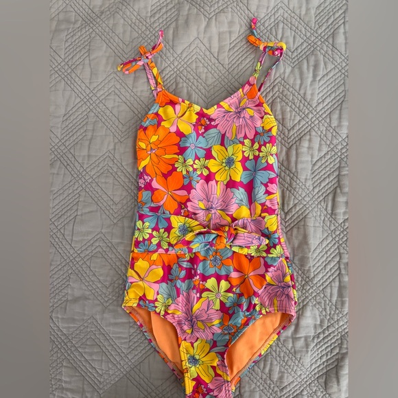 Roxy Kids Floral One Piece Swimsuit - Orange, Pink, Yellow - Picture 1 of 7